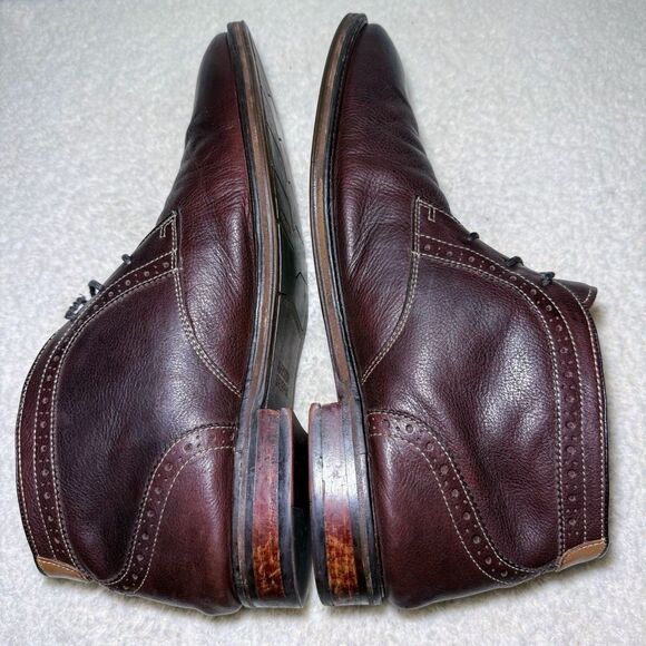 Johnston Murphy Mens 12M Warner Chukka Boots Mahogany Leather Ankle 20-3874 - Picture 5 of 8